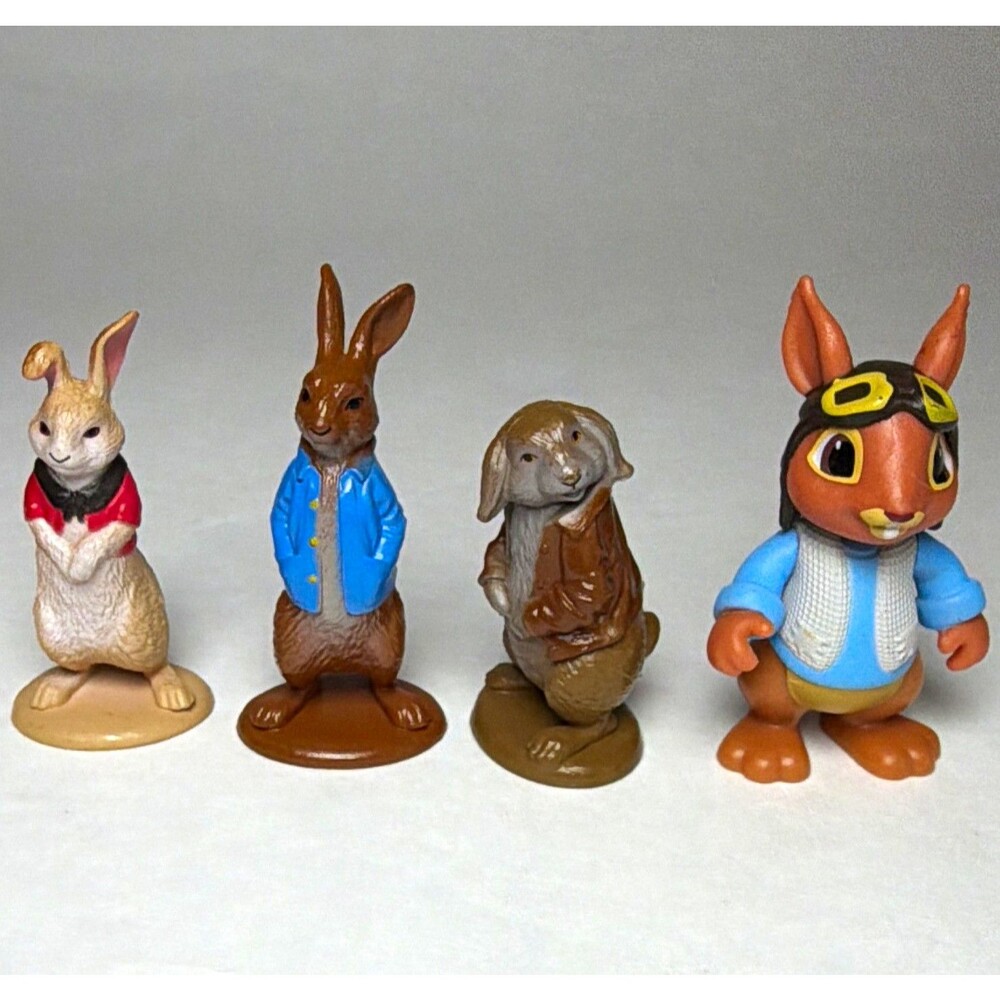 Rabbit Figurines Set of 4, Pilot Bunny w/ Goggles
